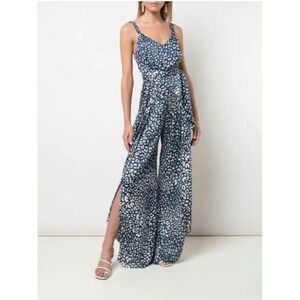 Alexis Small Cheetah-print blue Crepe Wide-leg Tyrell Jumpsuit Animal v-neck